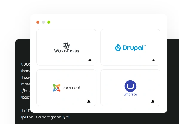 Et billede viser de fire CMS-platforme Wordpress, Joomla!, Drupal og umbraco